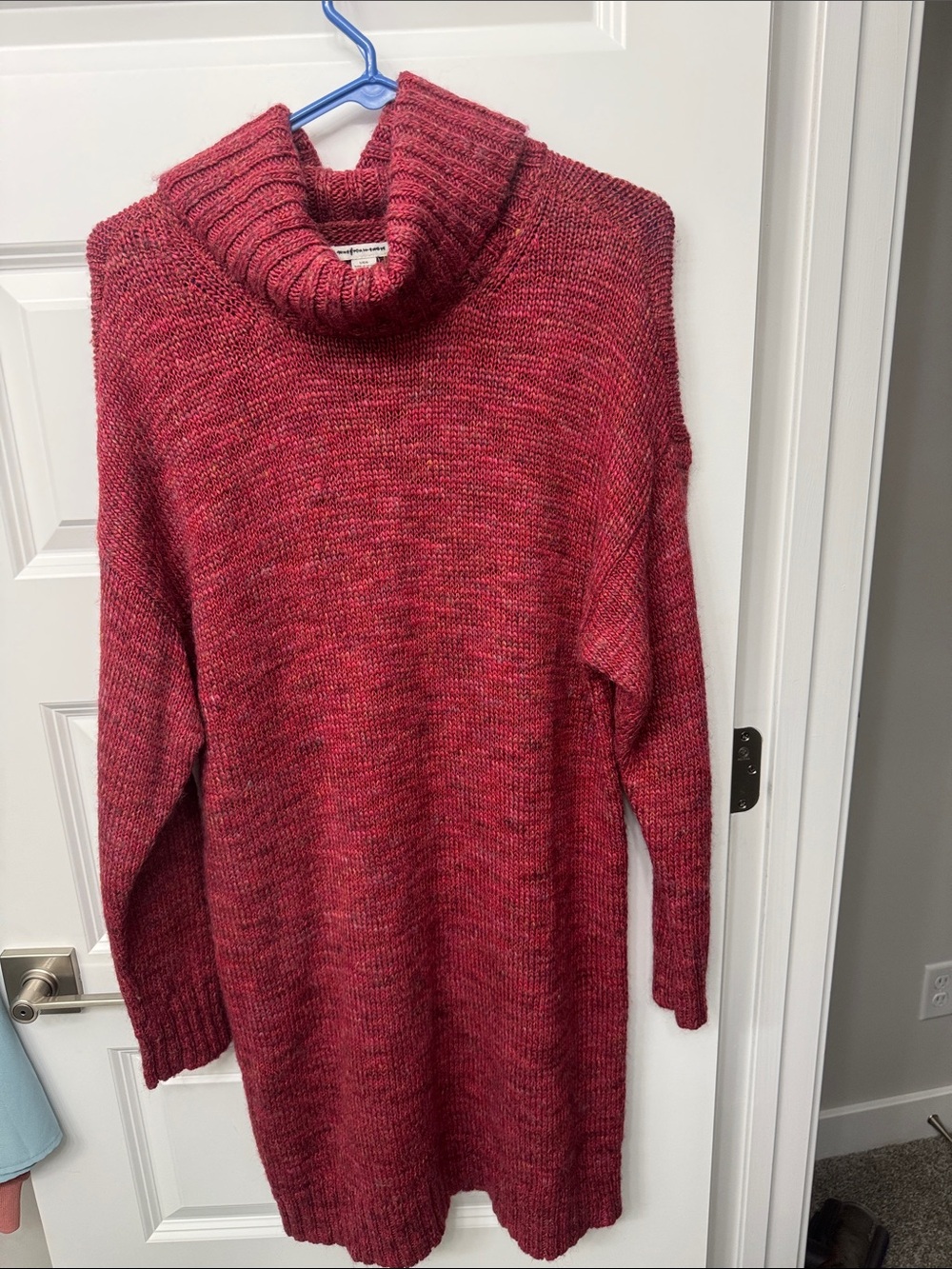 American Eagle Outfitters Red Marled Cowl Neck Sweater Dress